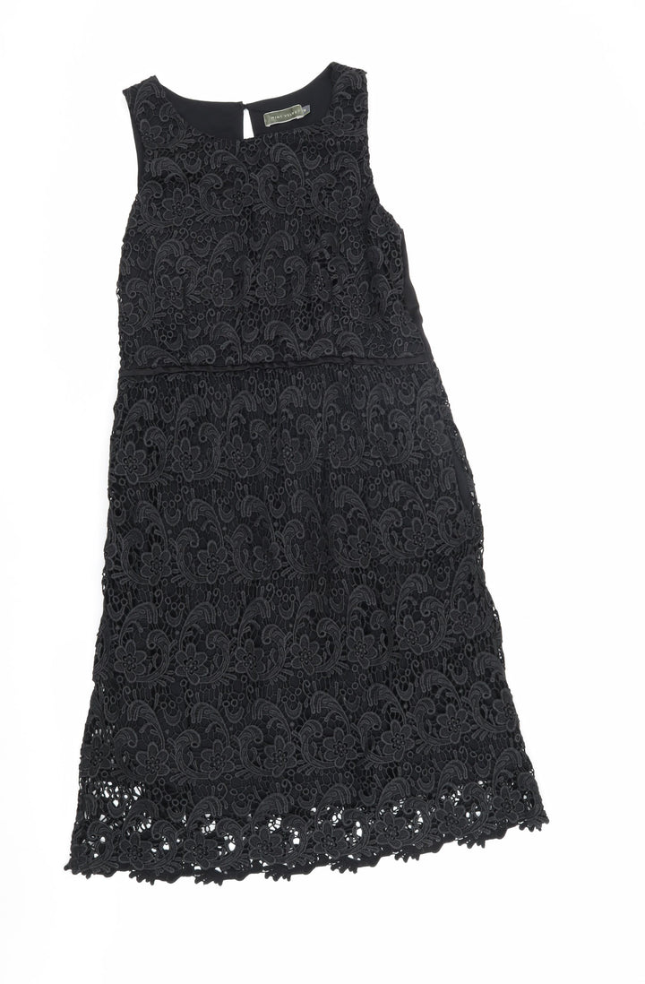 Mint Velvet Women's Black Floral Lace Shift Dress 14