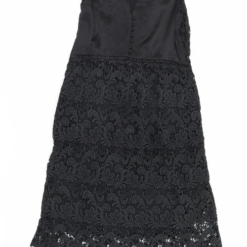 Mint Velvet Women's Black Floral Lace Shift Dress 14