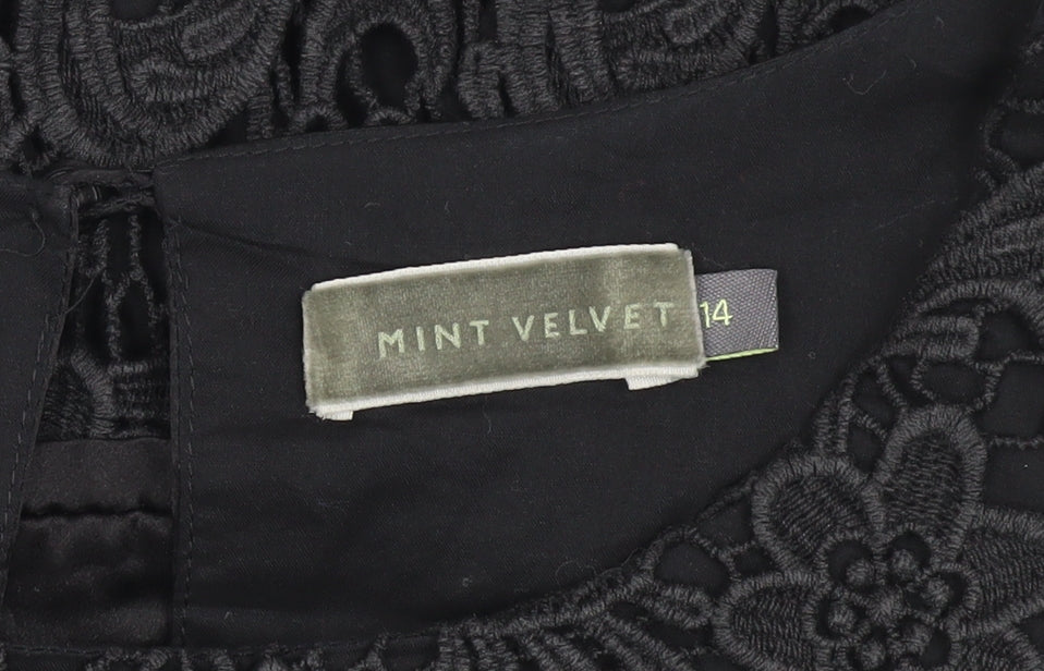 Mint Velvet Women's Black Floral Lace Shift Dress 14