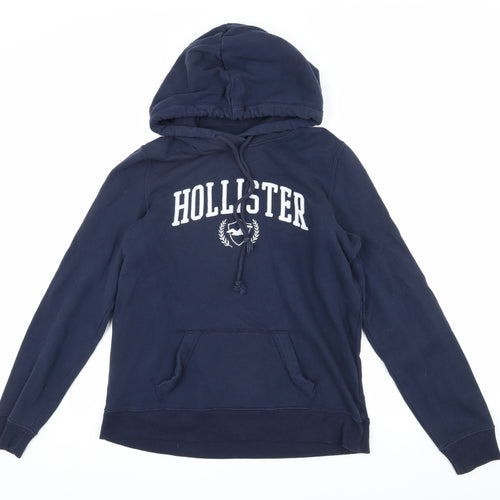 Hollister Men's Blue Pullover Hoodie M - Logo Graphic