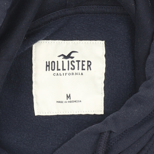 Hollister Men's Blue Pullover Hoodie M - Logo Graphic