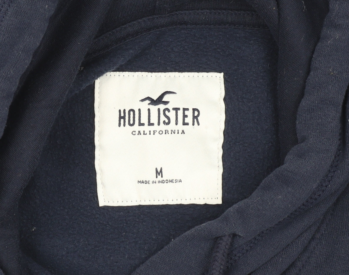 Hollister Men's Blue Pullover Hoodie M - Logo Graphic
