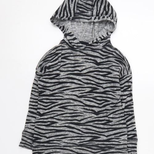 Next Girls Grey Zebra Print Hoodie - Size 5 Years