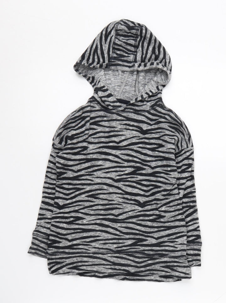 Next Girls Grey Zebra Print Hoodie - Size 5 Years