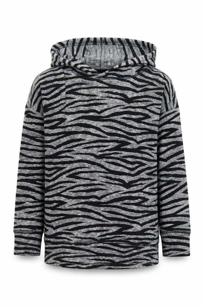Next Girls Grey Zebra Print Hoodie - Size 5 Years