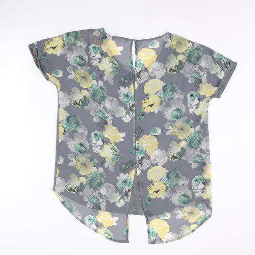 Next Women's Grey Floral Tunic, Size 10, V-Neck, Regular Fit