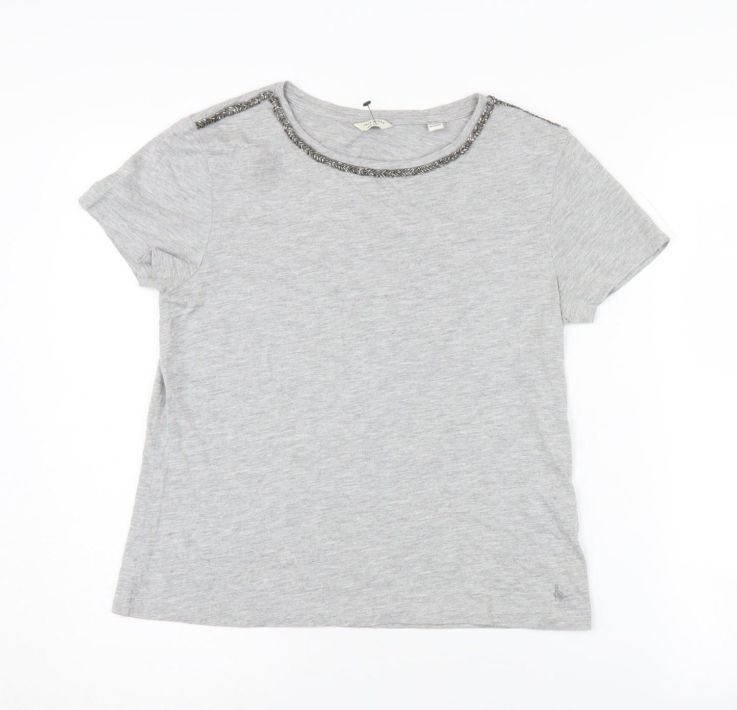 Jack Wills Women's Grey Short Sleeve T-Shirt Size 10