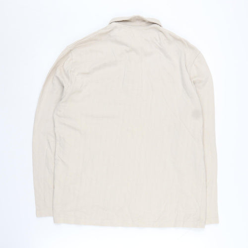 ASOS Men's Beige Long Sleeve Polo Shirt XS