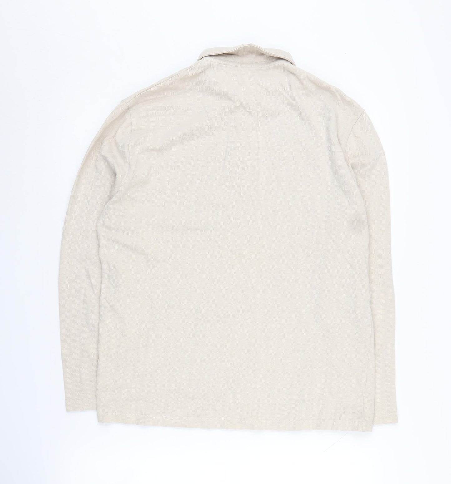 ASOS Men's Beige Long Sleeve Polo Shirt XS
