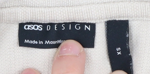 ASOS Men's Beige Long Sleeve Polo Shirt XS