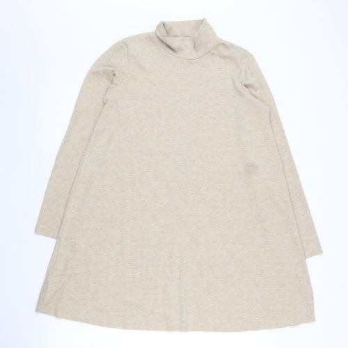 MNG Girls Beige Shift Dress, High Neck, Long Sleeve, 11-12Y