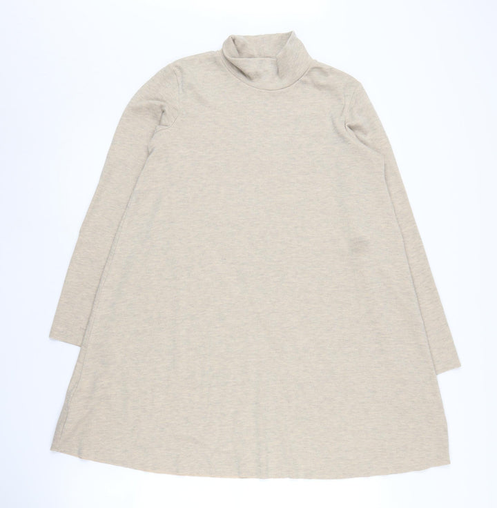MNG Girls Beige Shift Dress, High Neck, Long Sleeve, 11-12Y