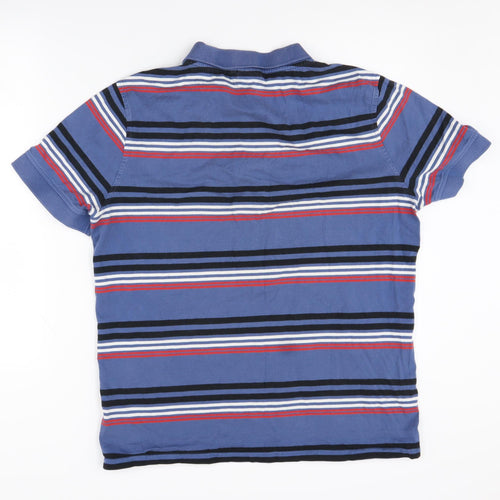 Animal Men's Blue Striped Polo Shirt Medium