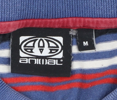 Animal Men's Blue Striped Polo Shirt Medium