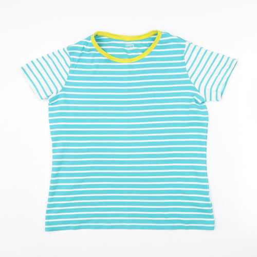 Lands' End Women's Blue Striped Ringer T-Shirt M