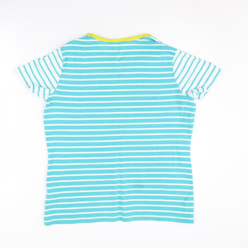 Lands' End Women's Blue Striped Ringer T-Shirt M