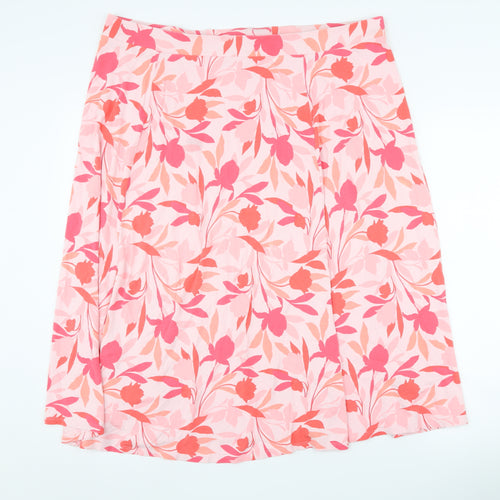Marks and Spencer Women's Pink Floral A-Line Skirt