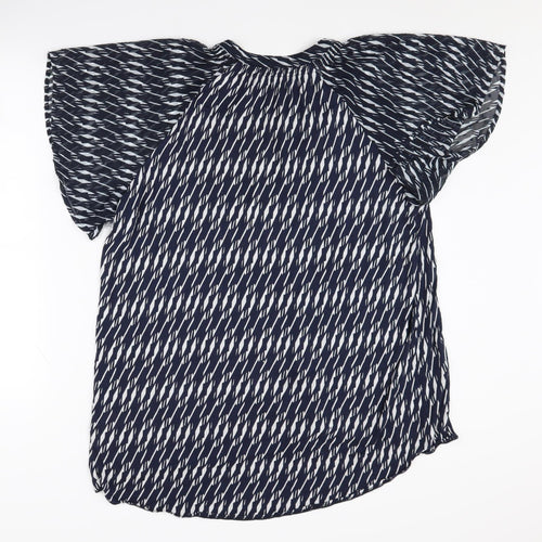 Next Women's Blue V-Neck Geometric Blouse Size 16