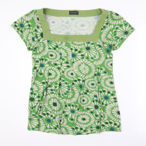 Principles Green Floral Tunic Square Neck Top, Size 14