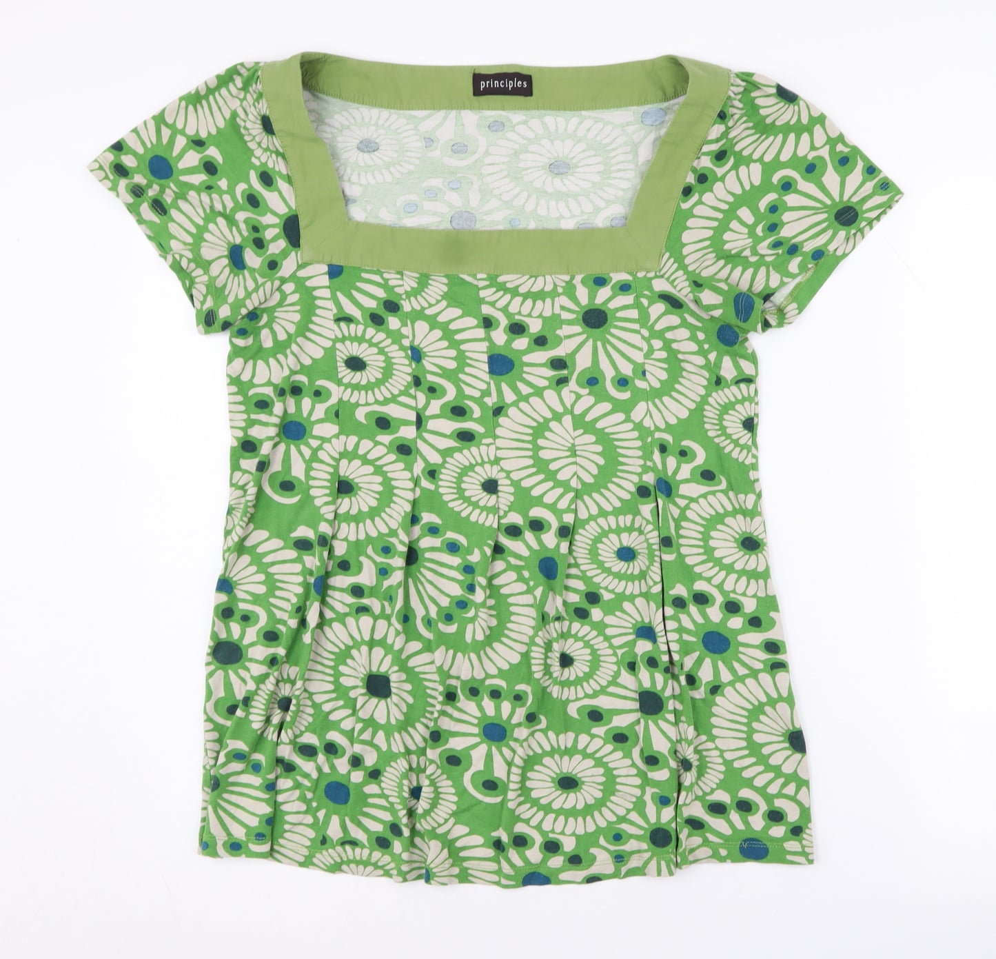 Principles Green Floral Tunic Square Neck Top, Size 14
