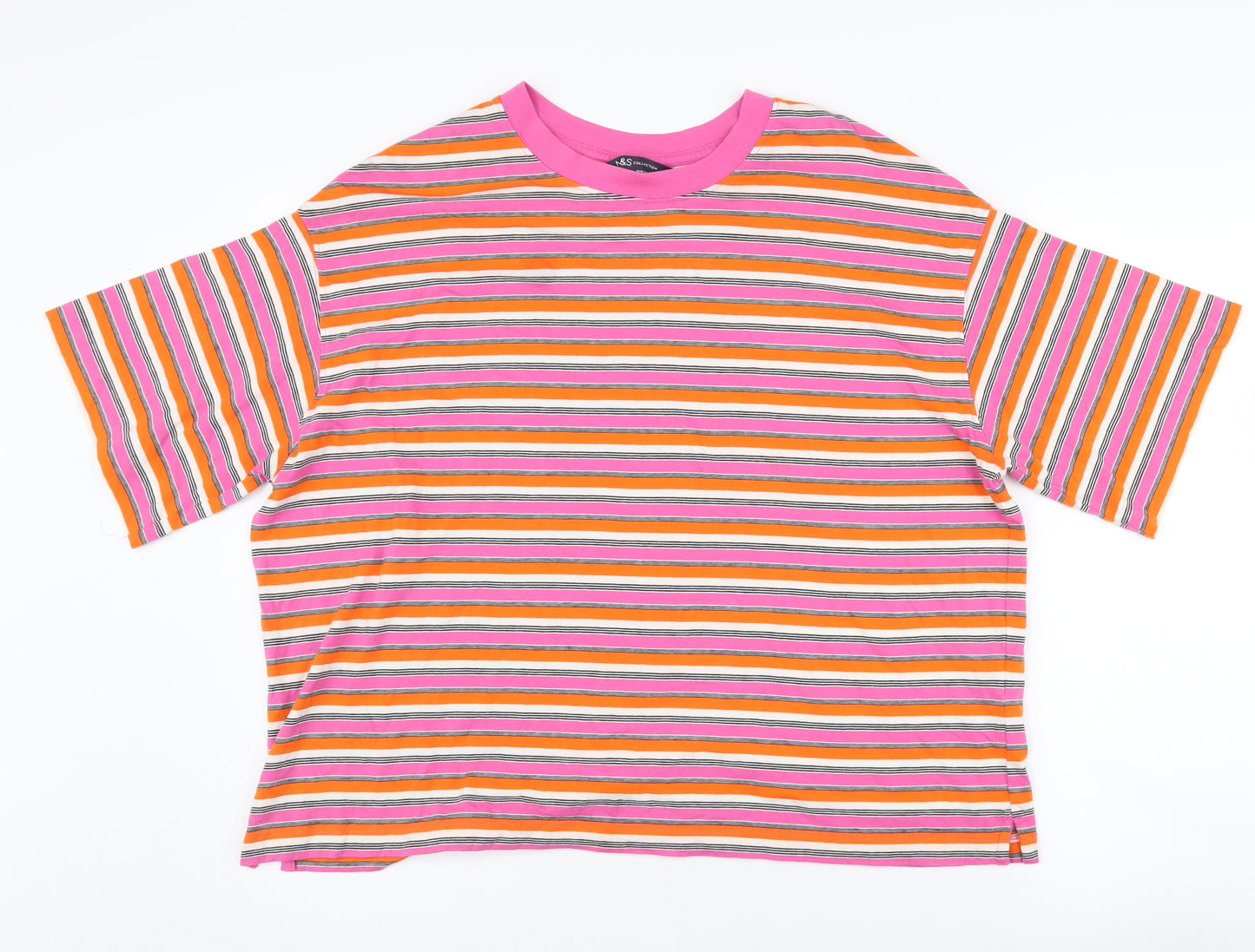 Marks and Spencer Women's Multicoloured Striped T-Shirt