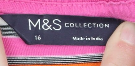 Marks and Spencer Women's Multicoloured Striped T-Shirt