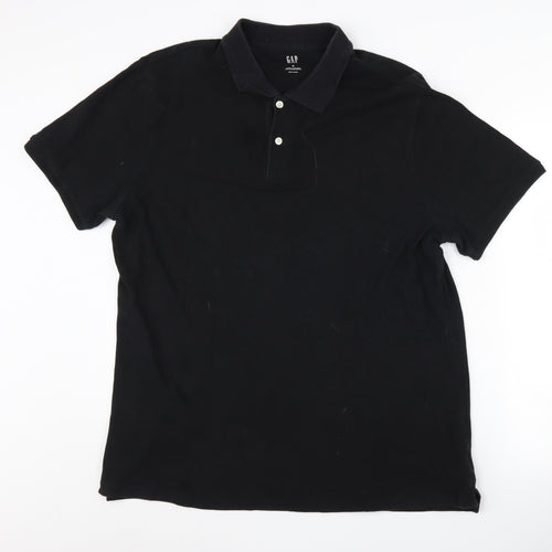 GAP Men's Black XL Stretch Pique Polo Shirt