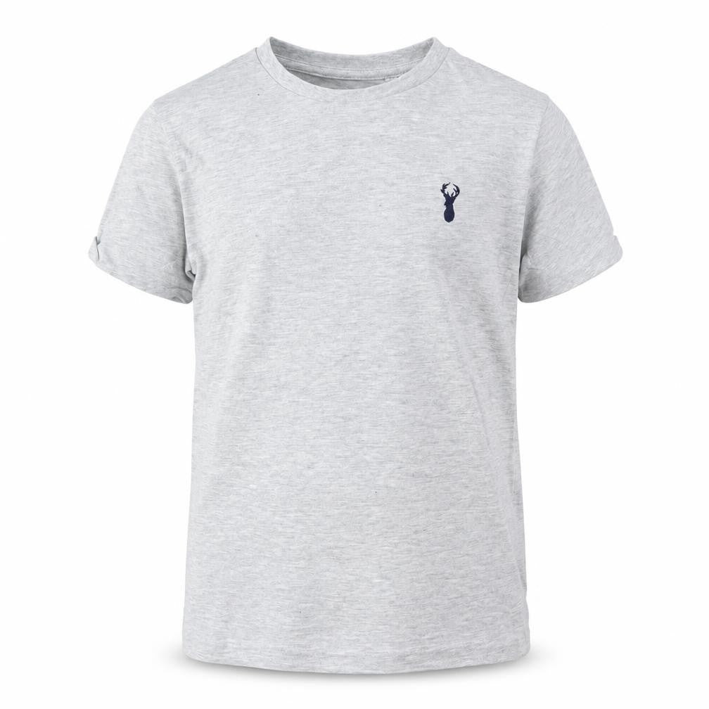 Front view of Next boys’' grey t-shirt, 8 years, short sleeve, cotton blend