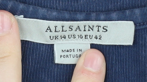 AllSaints Women's Blue Sleeveless Bodysuit Size 14