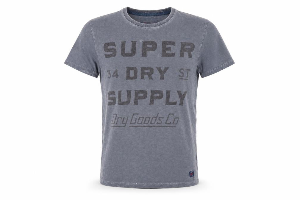 Front view of Superdry Men's Grey Graphic Print T-Shirt, S