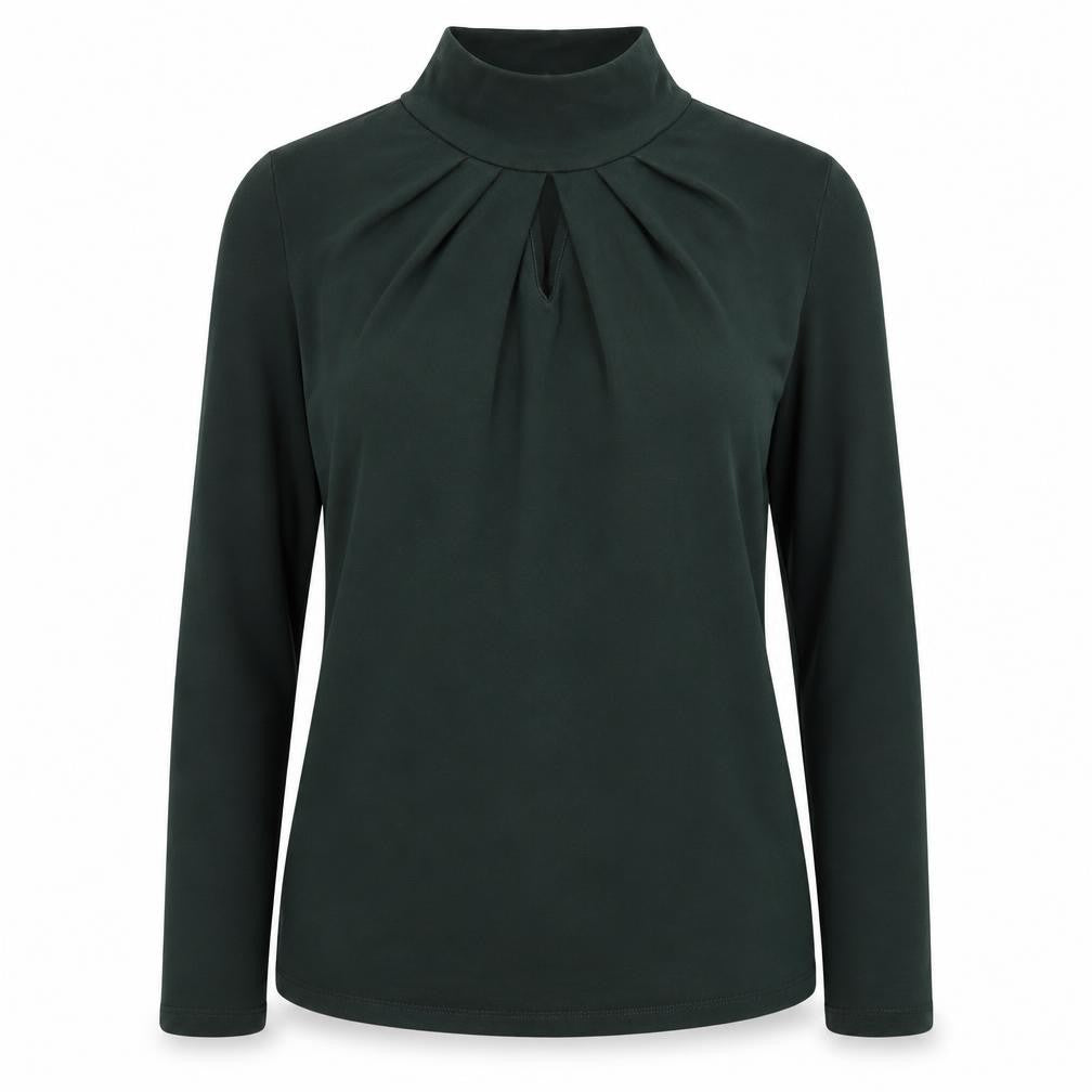 Front view of Red Herring Women's Green Mock Neck Blouse, size 8