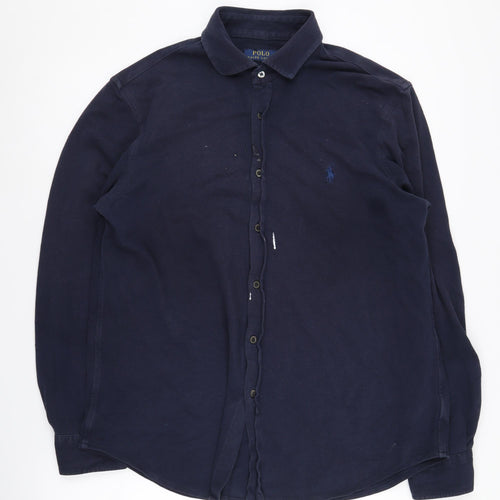 Polo Ralph Lauren Men's Blue Cotton Button-Up Shirt Size L