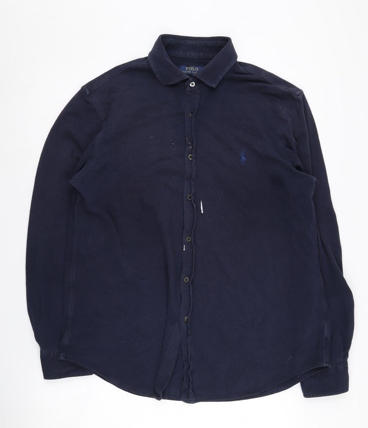 Polo Ralph Lauren Men's Blue Cotton Button-Up Shirt Size L