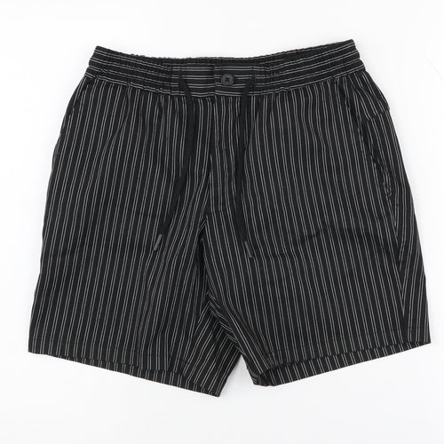 Topman Men's Black Striped Shorts, Size 28, Casual Summer Wear