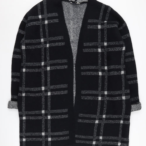 Marks and Spencer Women Black XL Check Open Front Cardigan