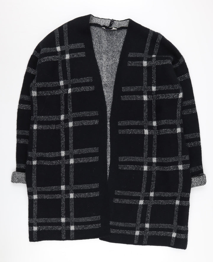 Marks and Spencer Women Black XL Check Open Front Cardigan