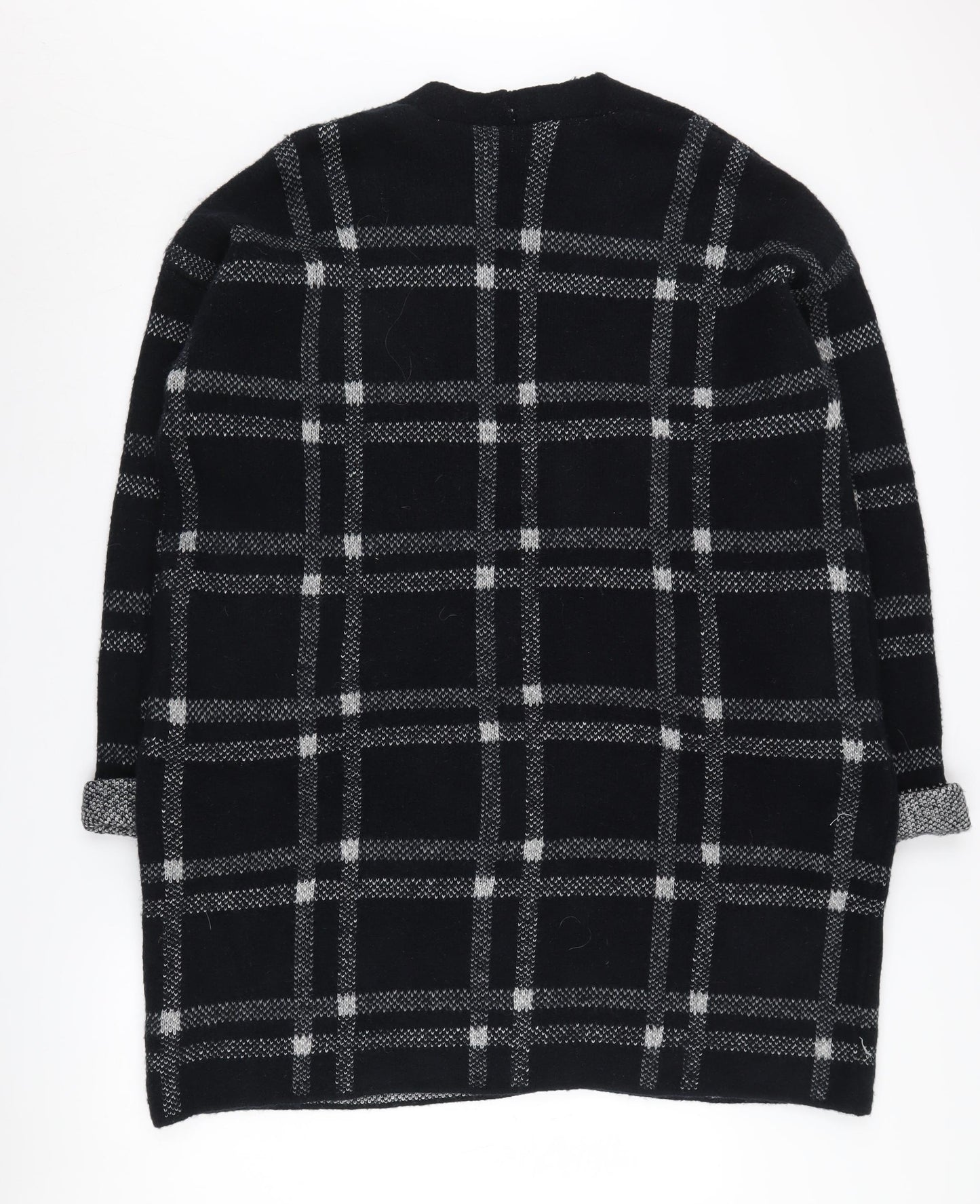 Marks and Spencer Women Black XL Check Open Front Cardigan