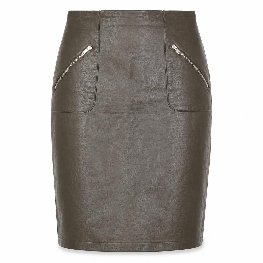Zara Women's Brown Pencil Skirt, Size M, Zip Detail