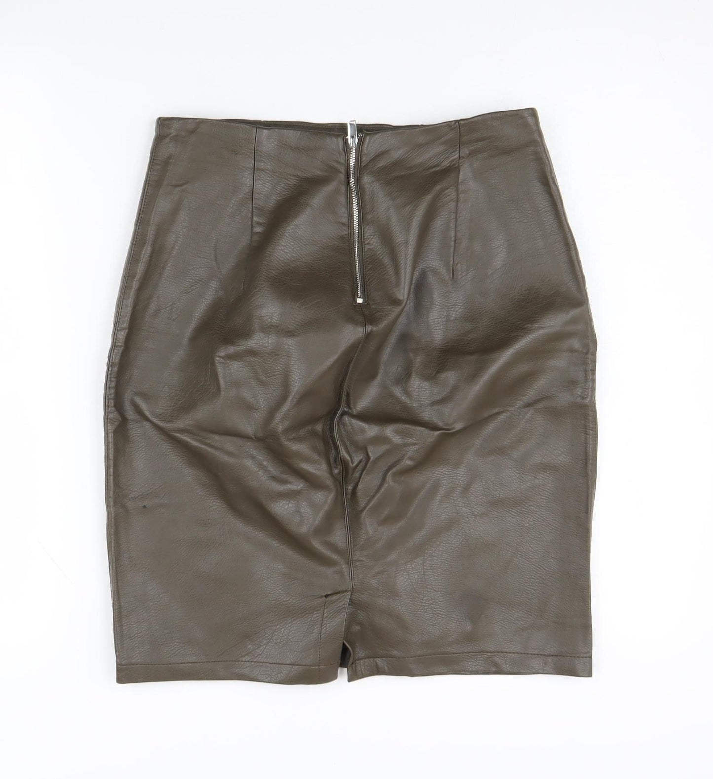 Zara Women's Brown Pencil Skirt, Size M, Zip Detail