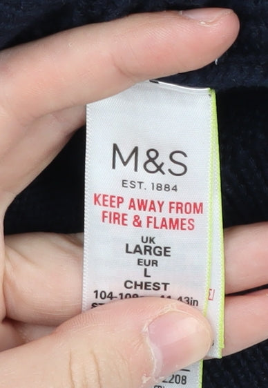 M&S Men's Blue Knit Full Zip Jacket, Large, Casual