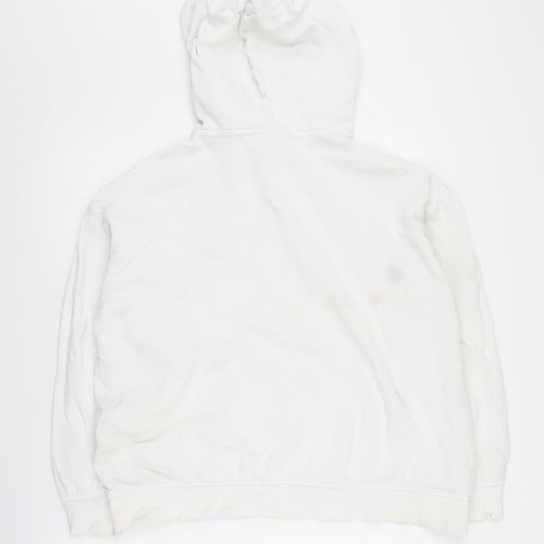 H&M Women's White Embroidered Pullover Hoodie M