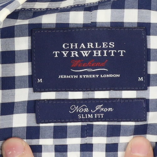 Charles Tyrwhitt Men's Blue Check Slim Fit Shirt M