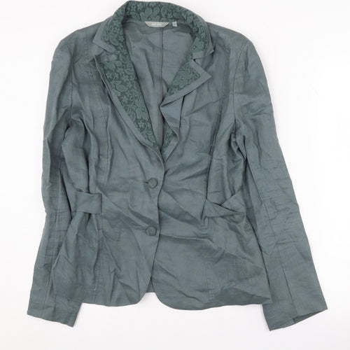 Per Una Women's Green Linen Suit Jacket Size 14