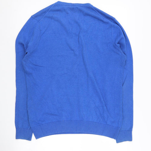 C&A Men's Blue V-Neck Cotton Pullover Jumper M
