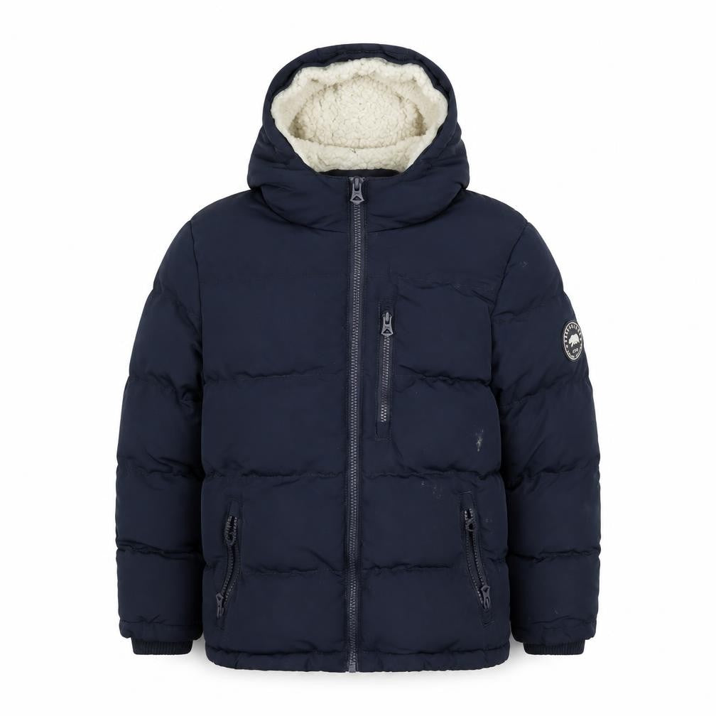 Front view of SoulCal Navy Blue boys’ puffer jacket 7 years