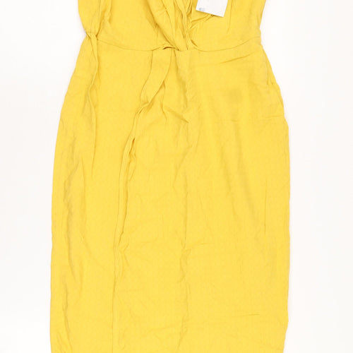 Warehouse Women's Yellow Sleeveless Viscose Dress