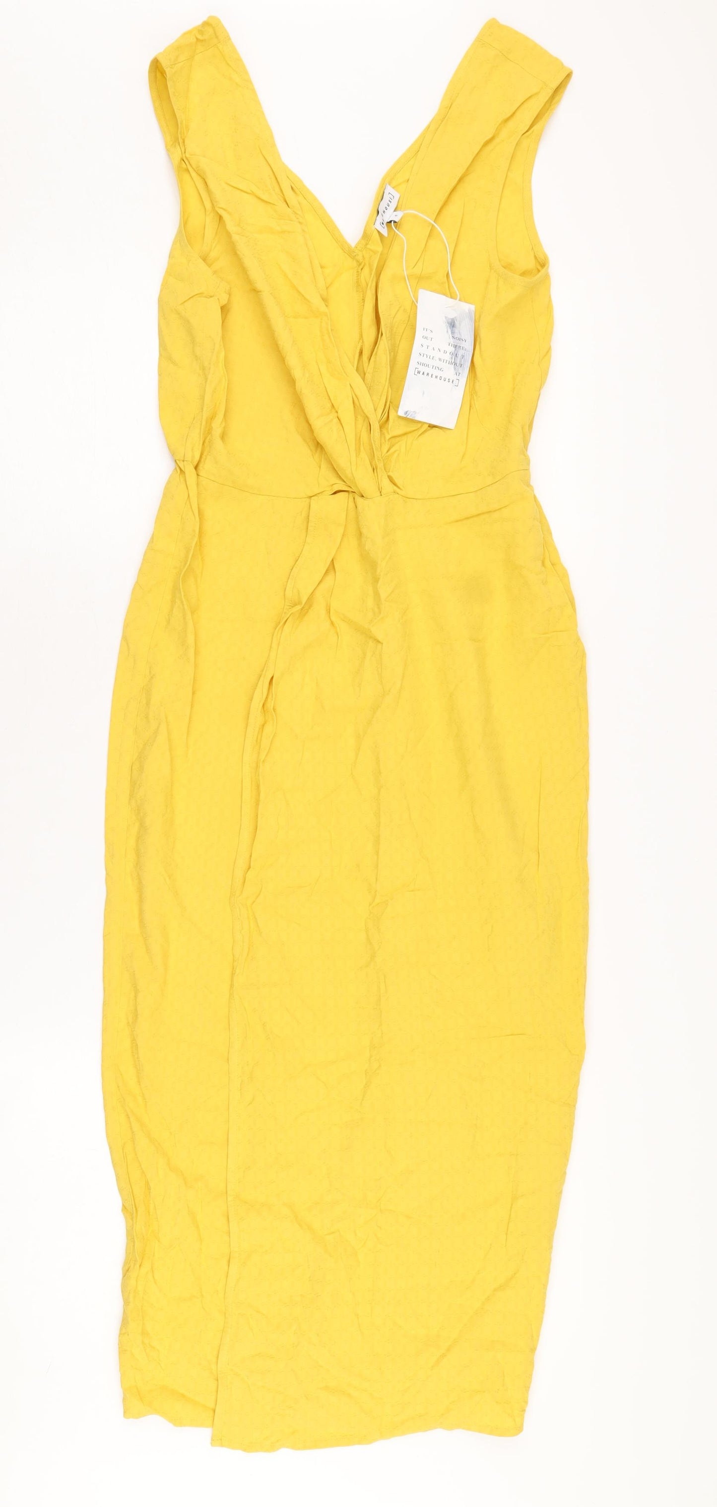 Warehouse Women's Yellow Sleeveless Viscose Dress
