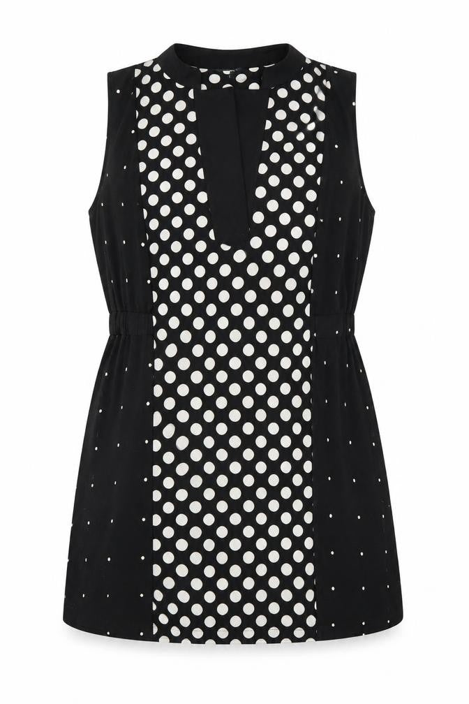 Front view of Next Women's Black Polka Dot Sleeveless Blouse, size 14
