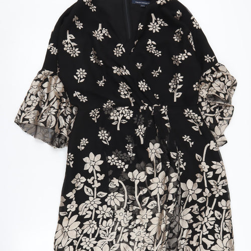 French Connection Women's Floral Wrap Dress Black Size 12