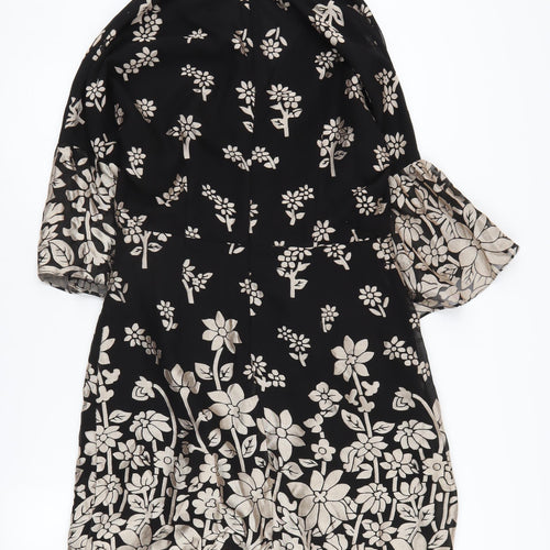 French Connection Women's Floral Wrap Dress Black Size 12